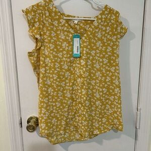 ari flutter sleeve blouse yellow